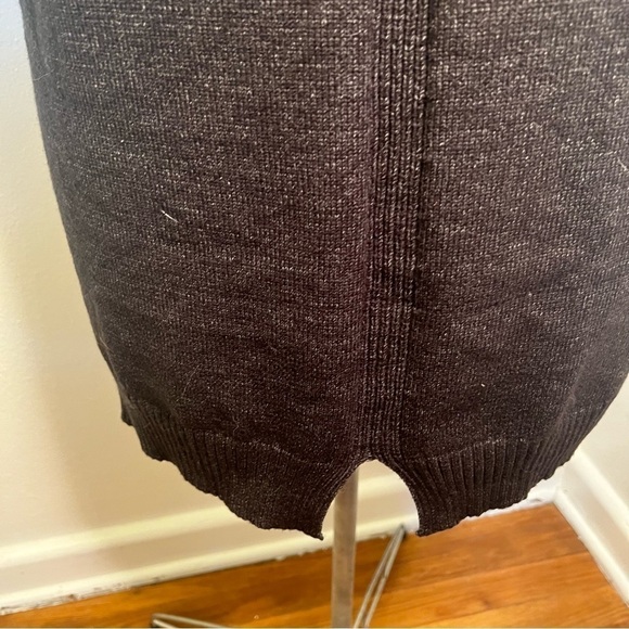 V-Neck Tunic Sweater Vest Dark Charcoal Gray Buttons - Picture 9 of 9